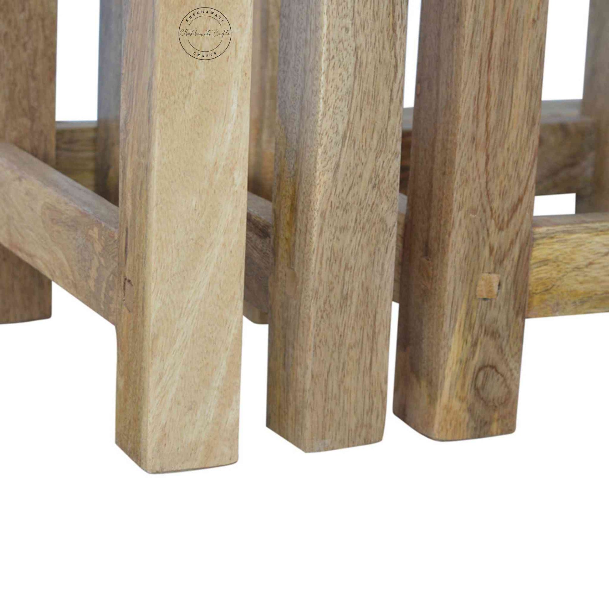 Josiah Stool Set handcrafted from mango wood, vintage design, natural finish, wooden stool set of 3