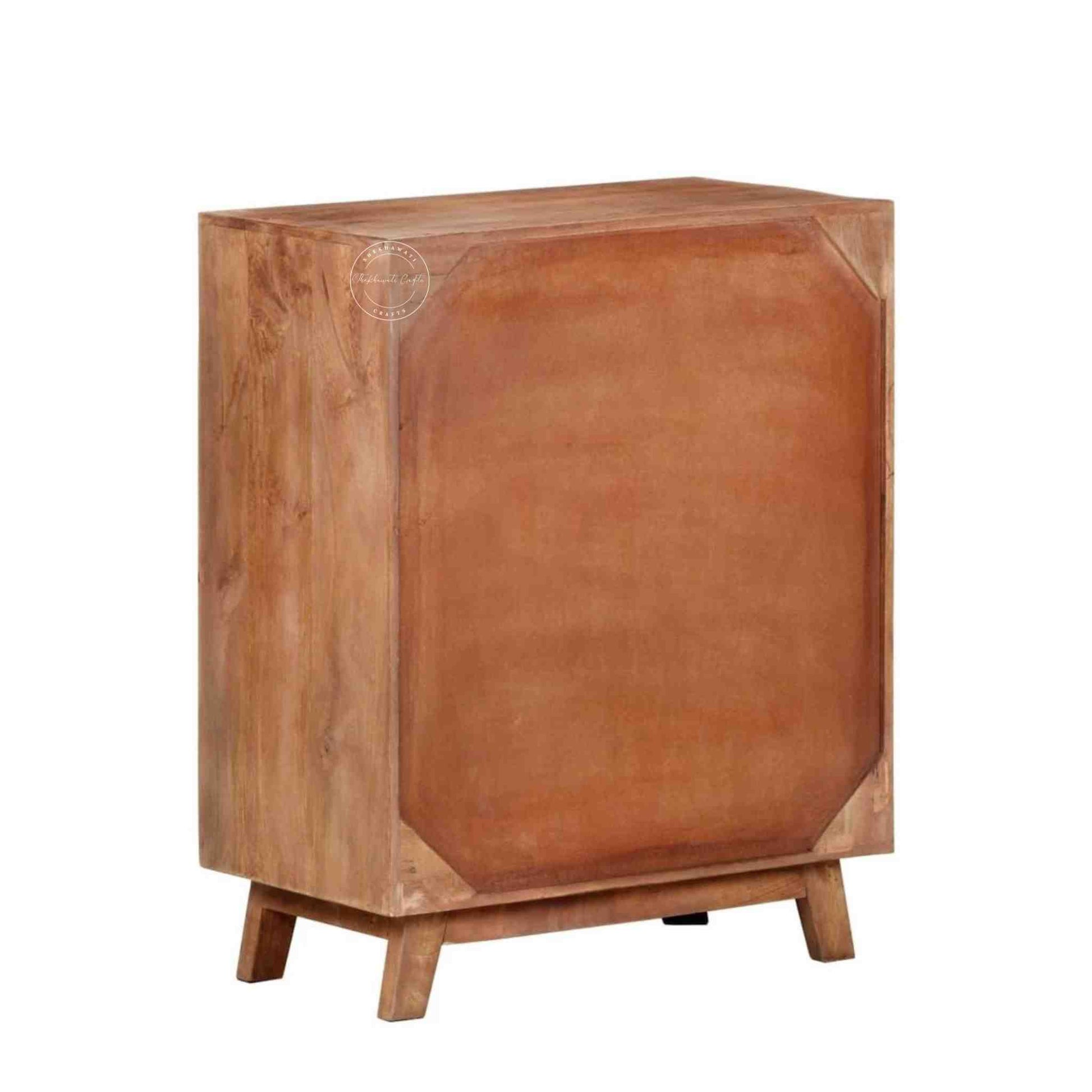 kai mini rattan chest of drawer is handcrafted with solid acacia wood with rattan cane design and natural wood finish.