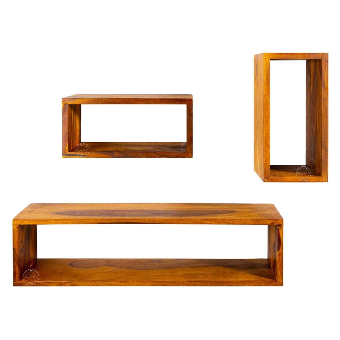handcrafted wooden wall shelf rack set for wall decor