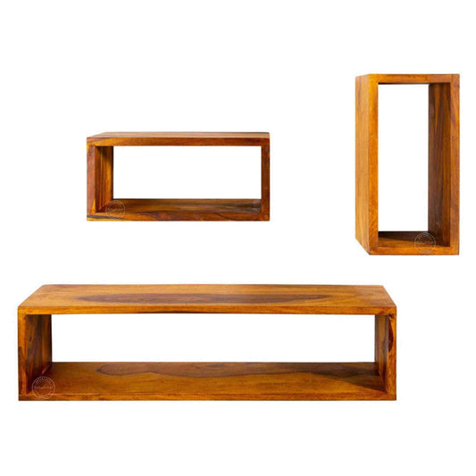 handcrafted wooden wall shelf rack set for wall decor