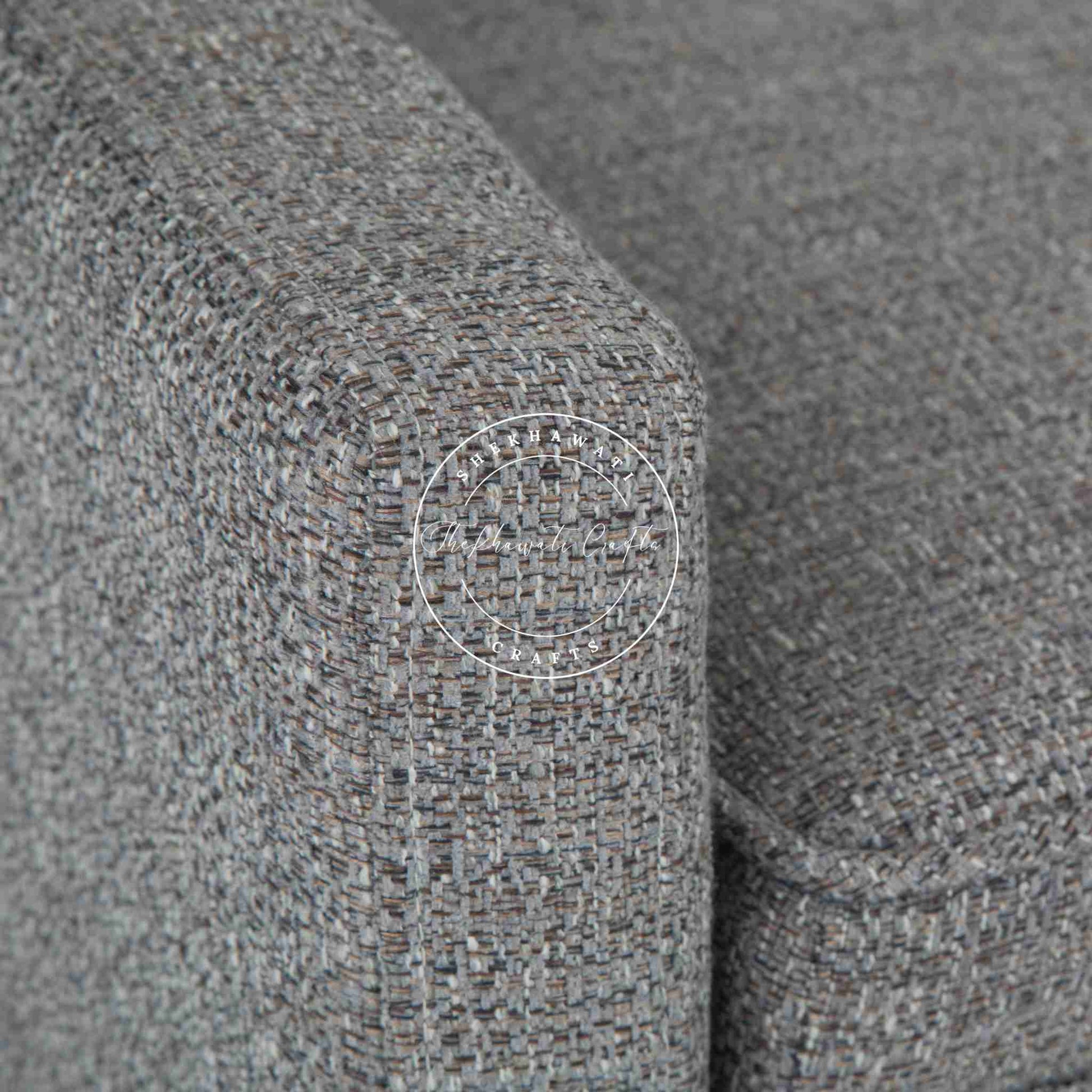 Layla Upholstered Bench is made from sheesham wood with premium jute fabric, featuring a low-height backrest, ideal for modern dining furniture and office furniture.