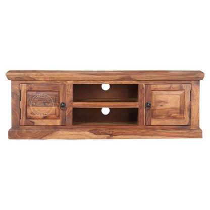 Vintage design Madesa TV Cabinet in Sheesham wood with a natural finish, 2 doors, 2 shelves and termite-free.