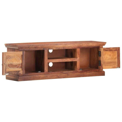 Vintage design Madesa TV Cabinet in Sheesham wood with a natural finish, 2 doors, 2 shelves and termite-free.