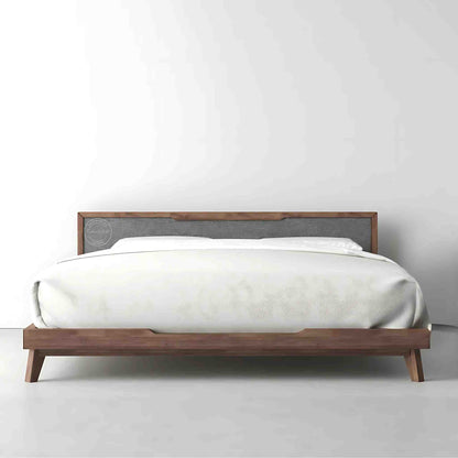 Majesta Elite Solid Wood King Size Bed, without storage upholstered bed with teak finish.