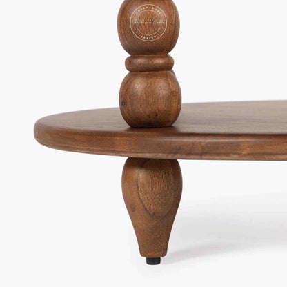 Handmade Marieta Sheesham Wood Vintage End Table in a dark honey finish.