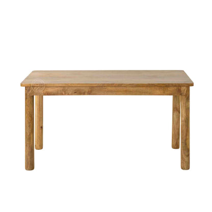Maron wooden dining table is crafted with mango wood with a natural finish and round shape legs.