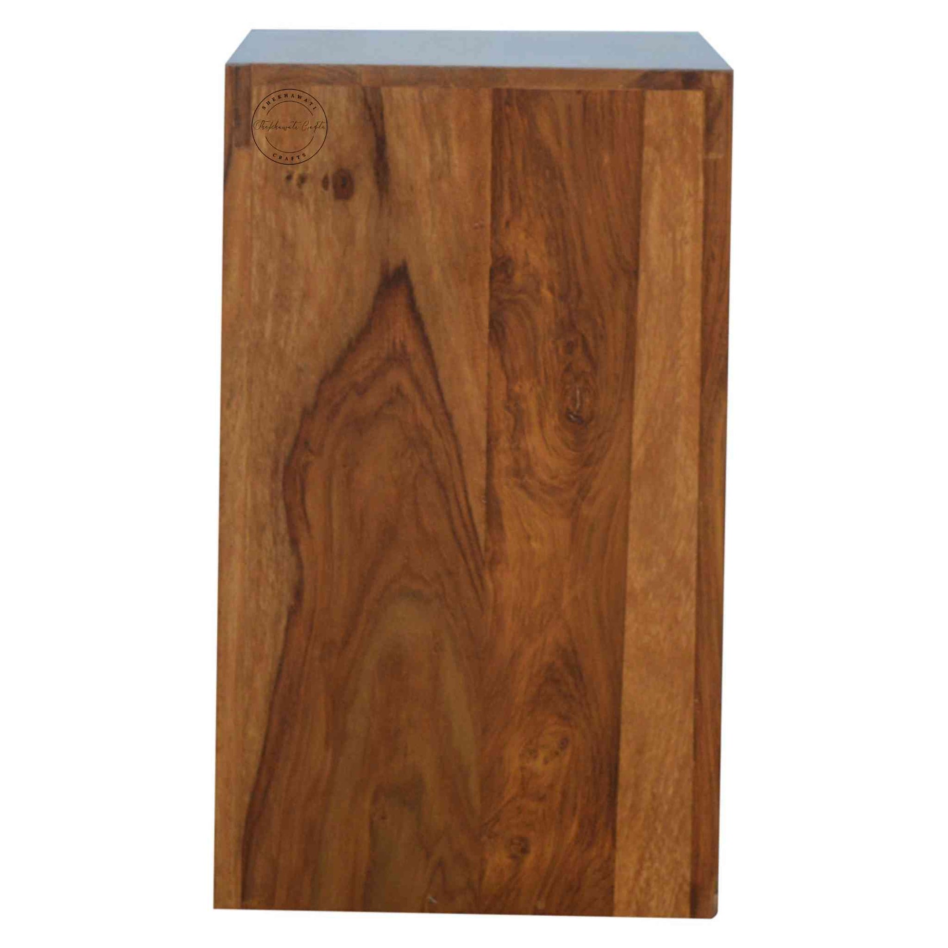 Handcrafted Marvi Stool Set of 3 in sheesham wood with honey finish, modern design, wooden stool for home.