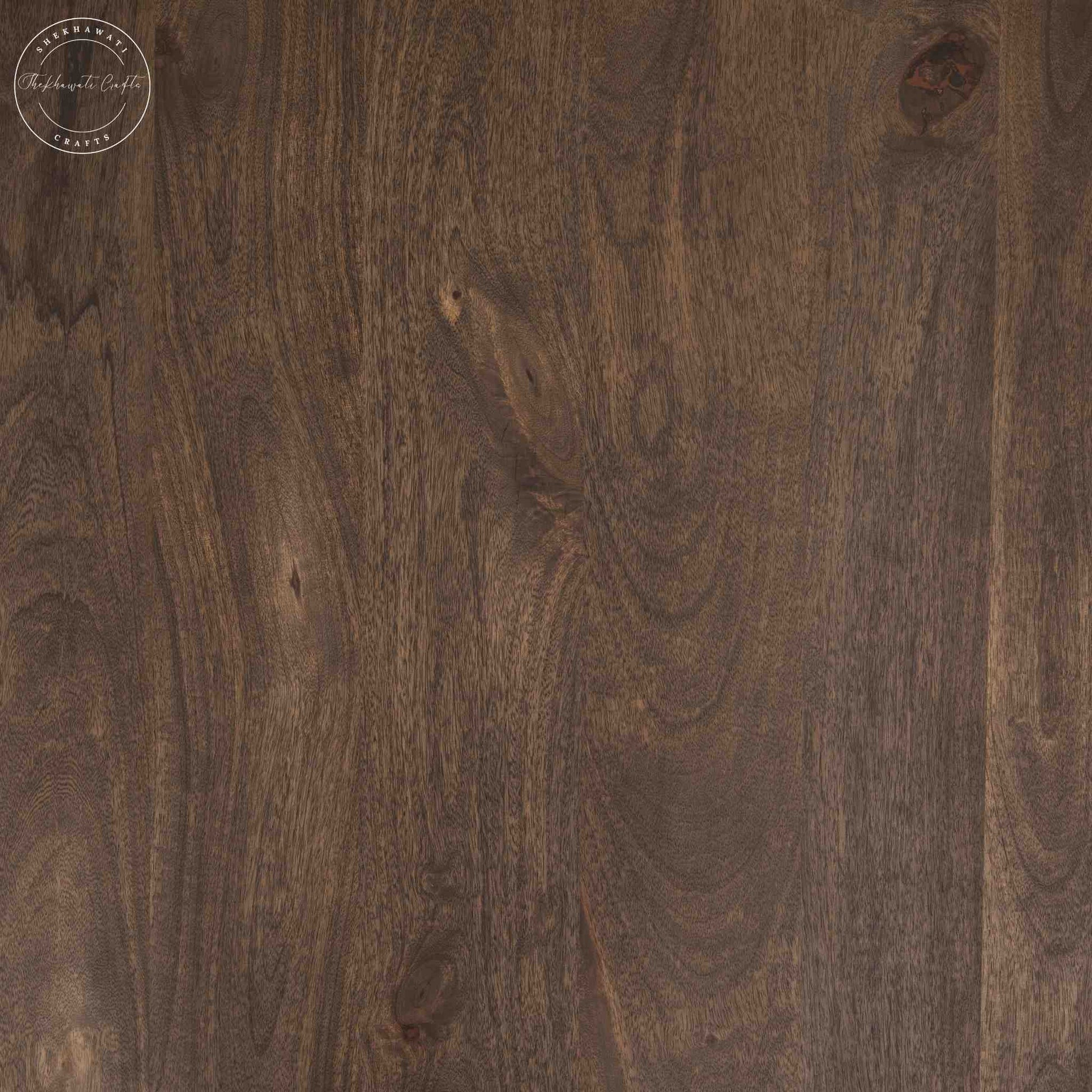 handmade mehraab solid wood coffee table with walnut finish.