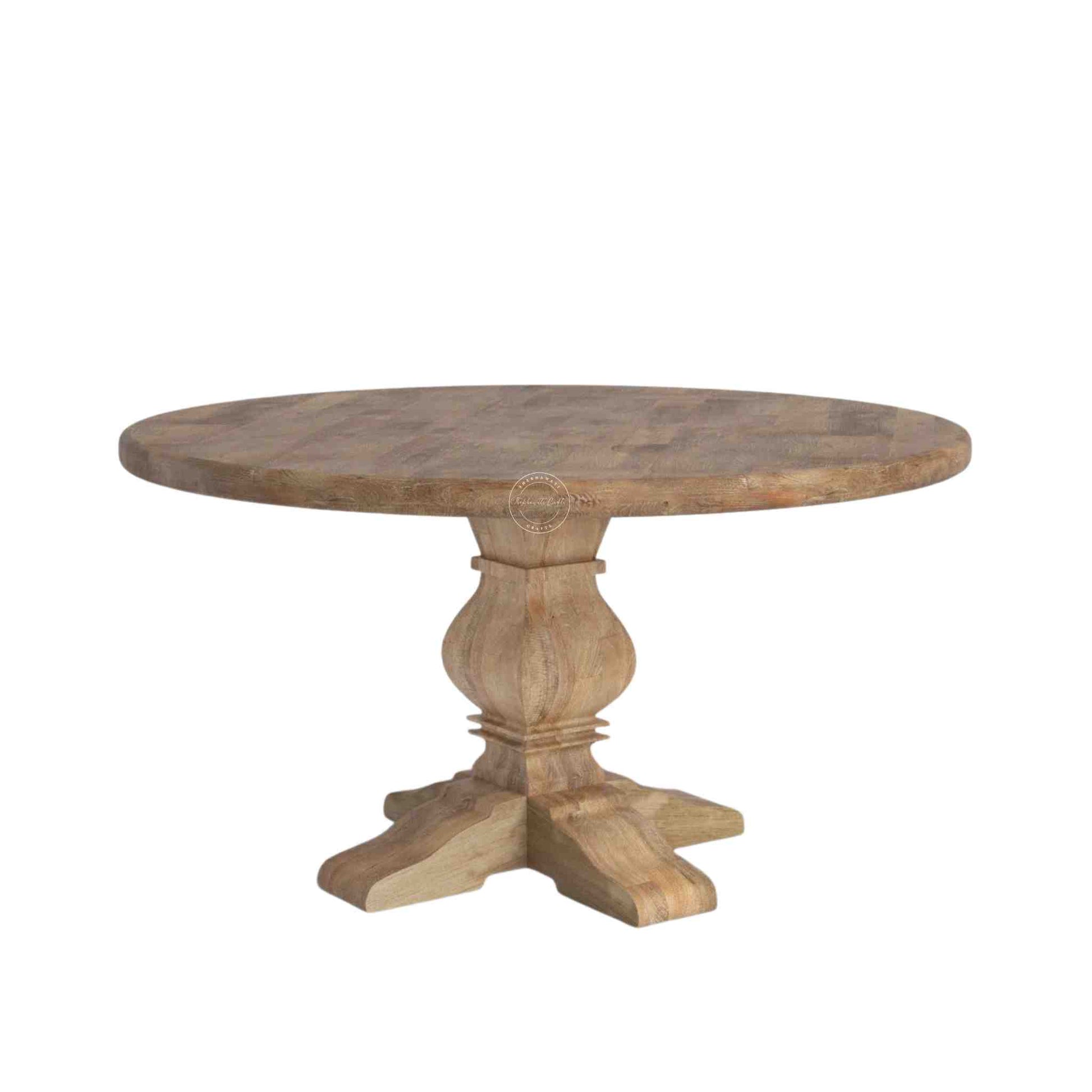 Handmade montreal retro solid mango wood dining table with rustic finish