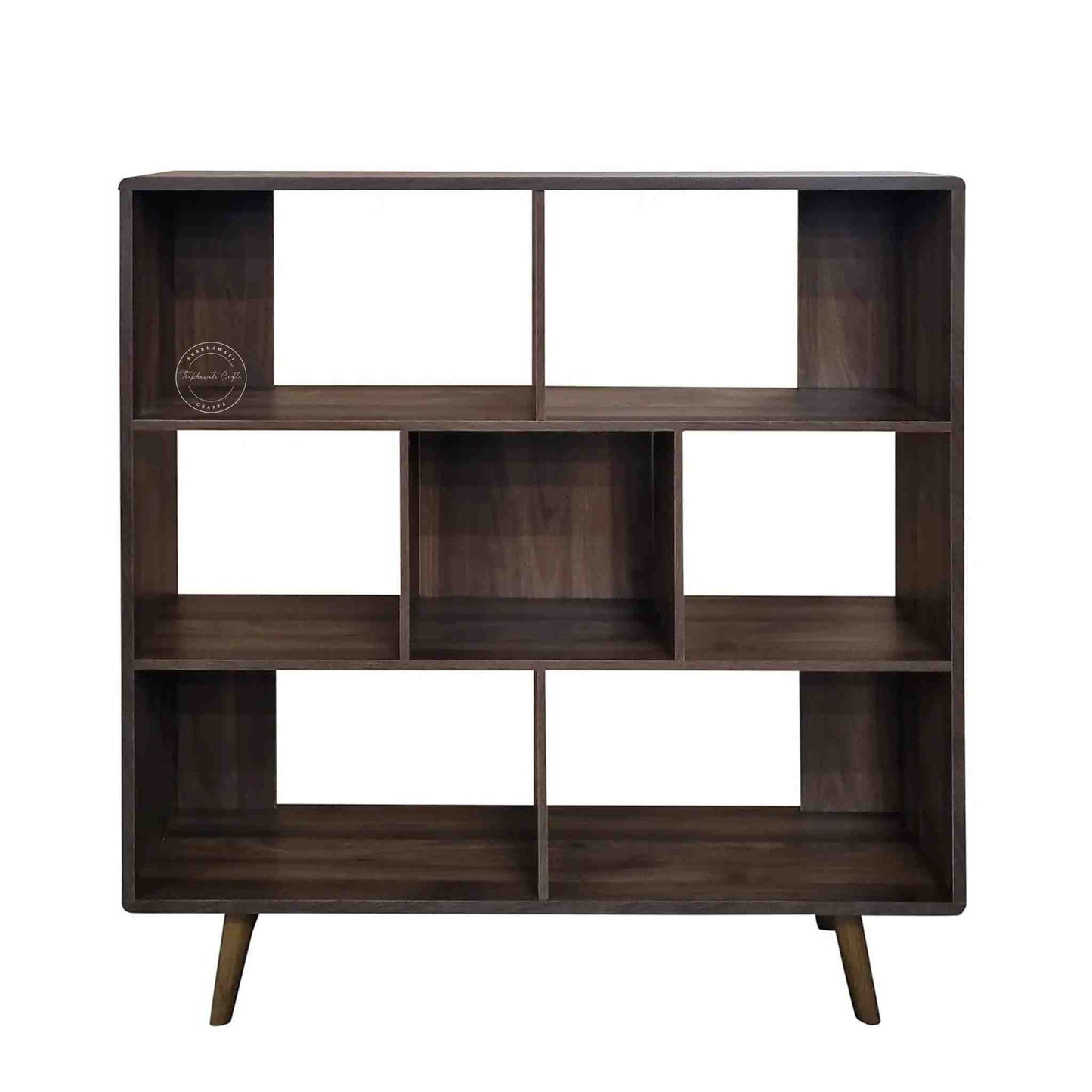 Morena bookshelf handcrafted with sheesham wood and a walnut finish.