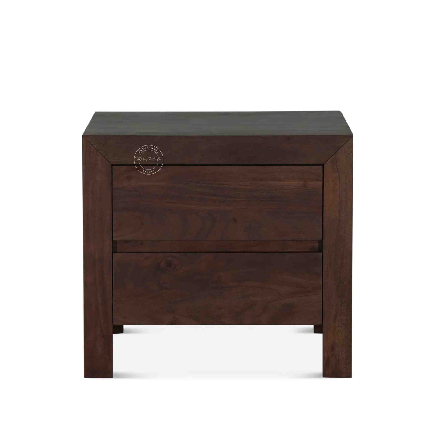 Palm Bedside Table is handcrafted from sheesham wood with 2 drawers