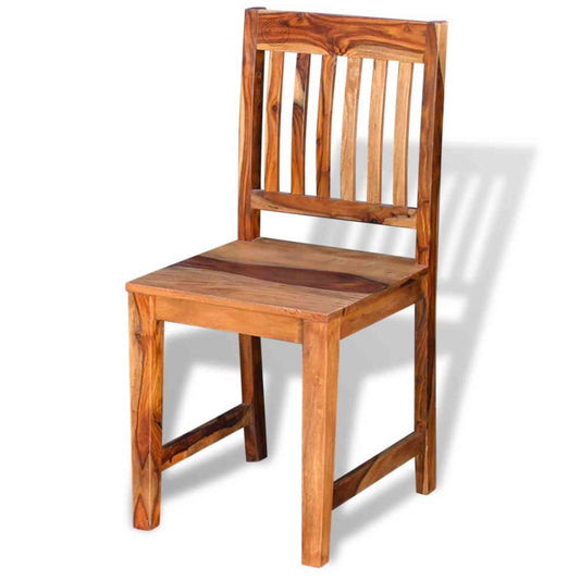 Patti Chair is made from sheesham wood, a natural finish, a unique back design, termite-free, versatile wooden chair for dining, study, or office use.