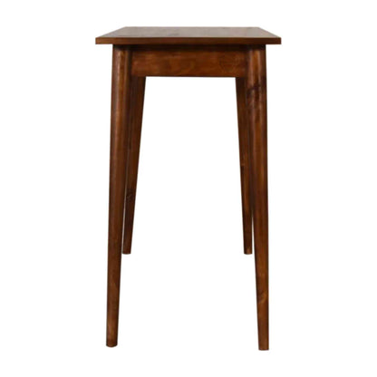Pikka Study Table made from Sheesham wood, honey finish, detachable round legs and 2 drawers.
