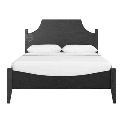 this wooden king size bed is crafted from sheesham wood and a black matte black finish.