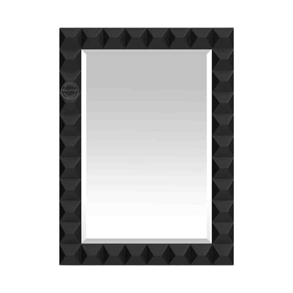 Rocca mirror frame is crafted with mango wood and a matte black finish.