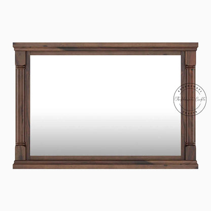 Hand-carved wooden SCI mirror frame in Sheesham wood, natural finish, suitable for home decor, wall mounting.