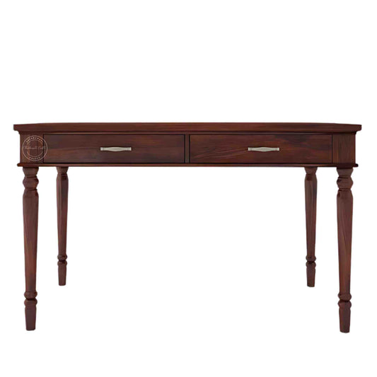 Handcrafted Sheesham wood sahu study table with honey finish, foldable design, two drawers, Shekhawati furniture, durable wooden study table for home or office.