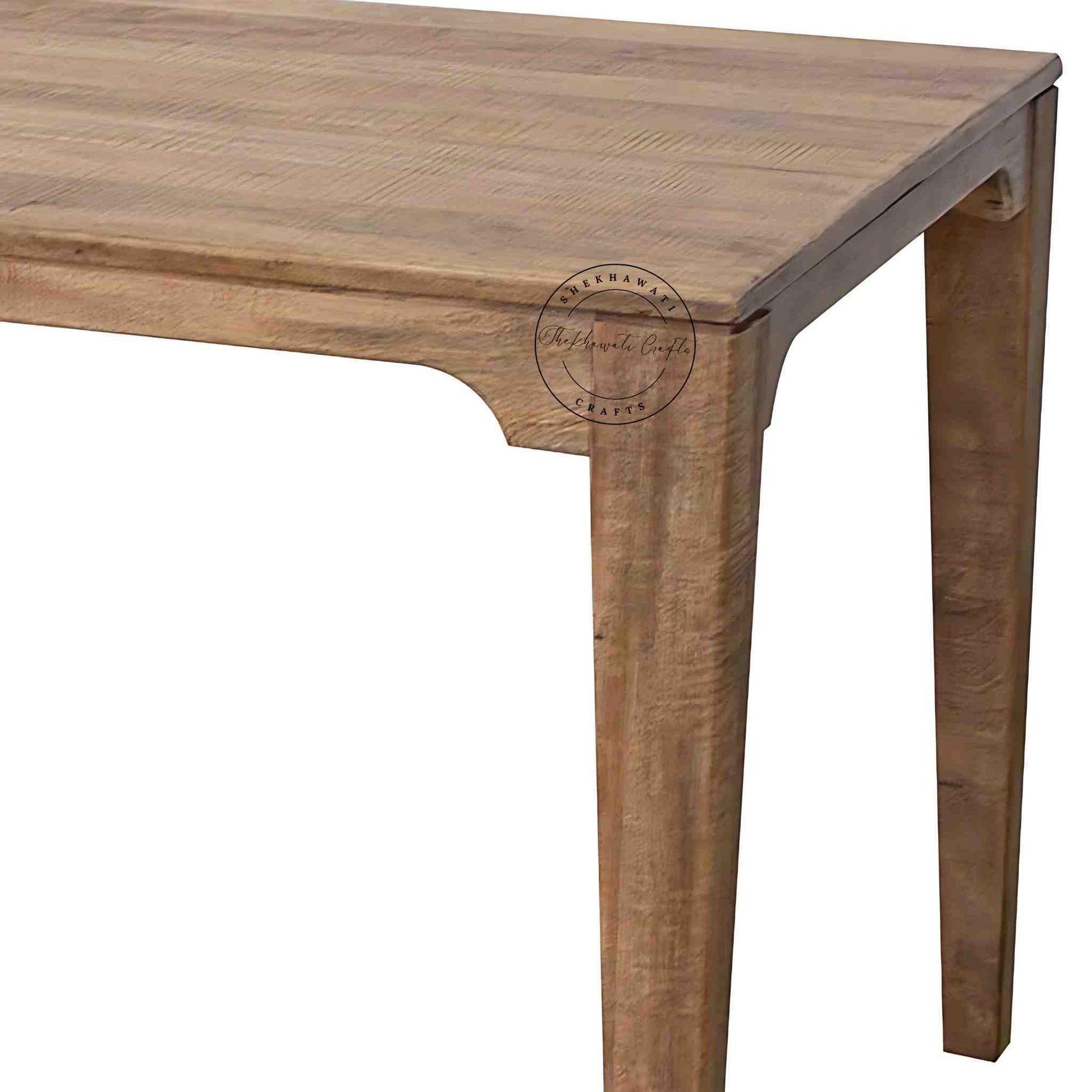 Siyara Dining Table is handcrafted from sheesham wood, with a natural finish and DIY assembly design.