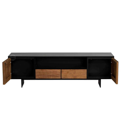 handcrafted TV unit made from mango wood with dual tone finish