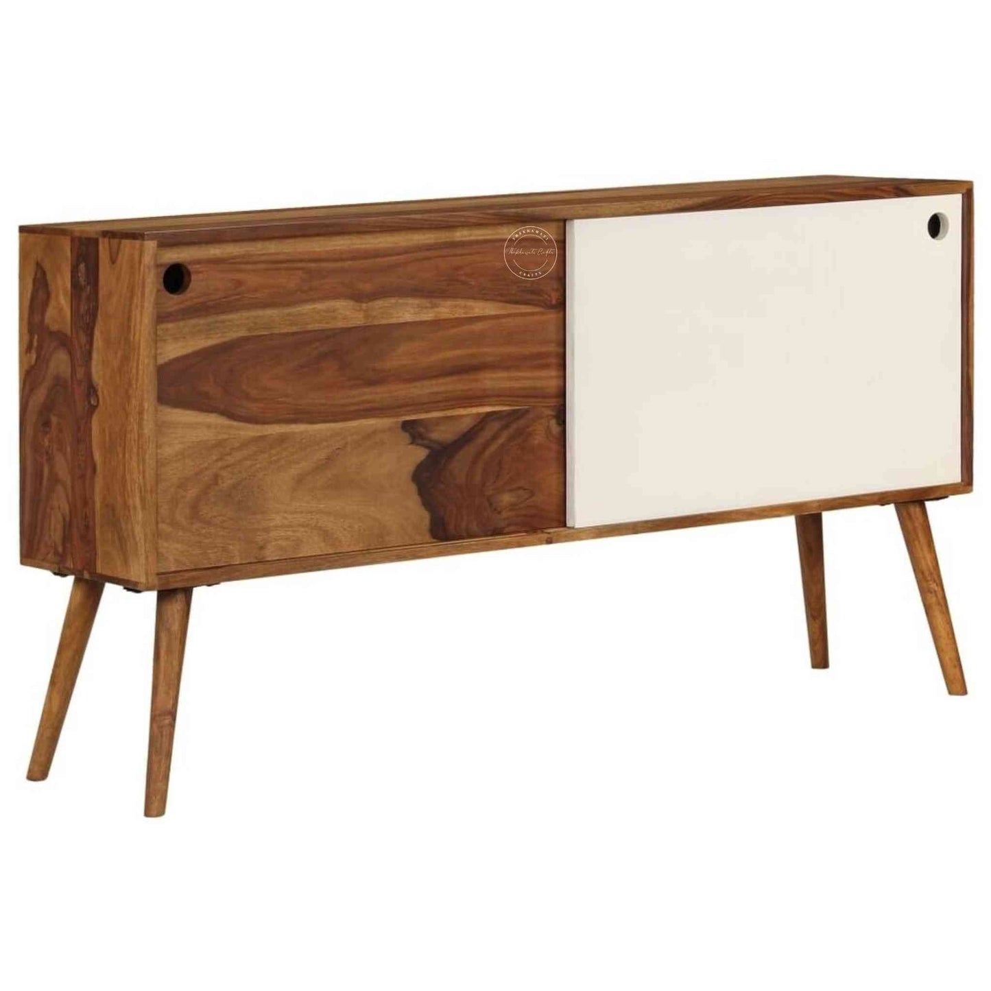 Handcrafted Symphony TV Cabinet made of sheesham wood with a dual-tone finish, sliding doors and detachable legs.