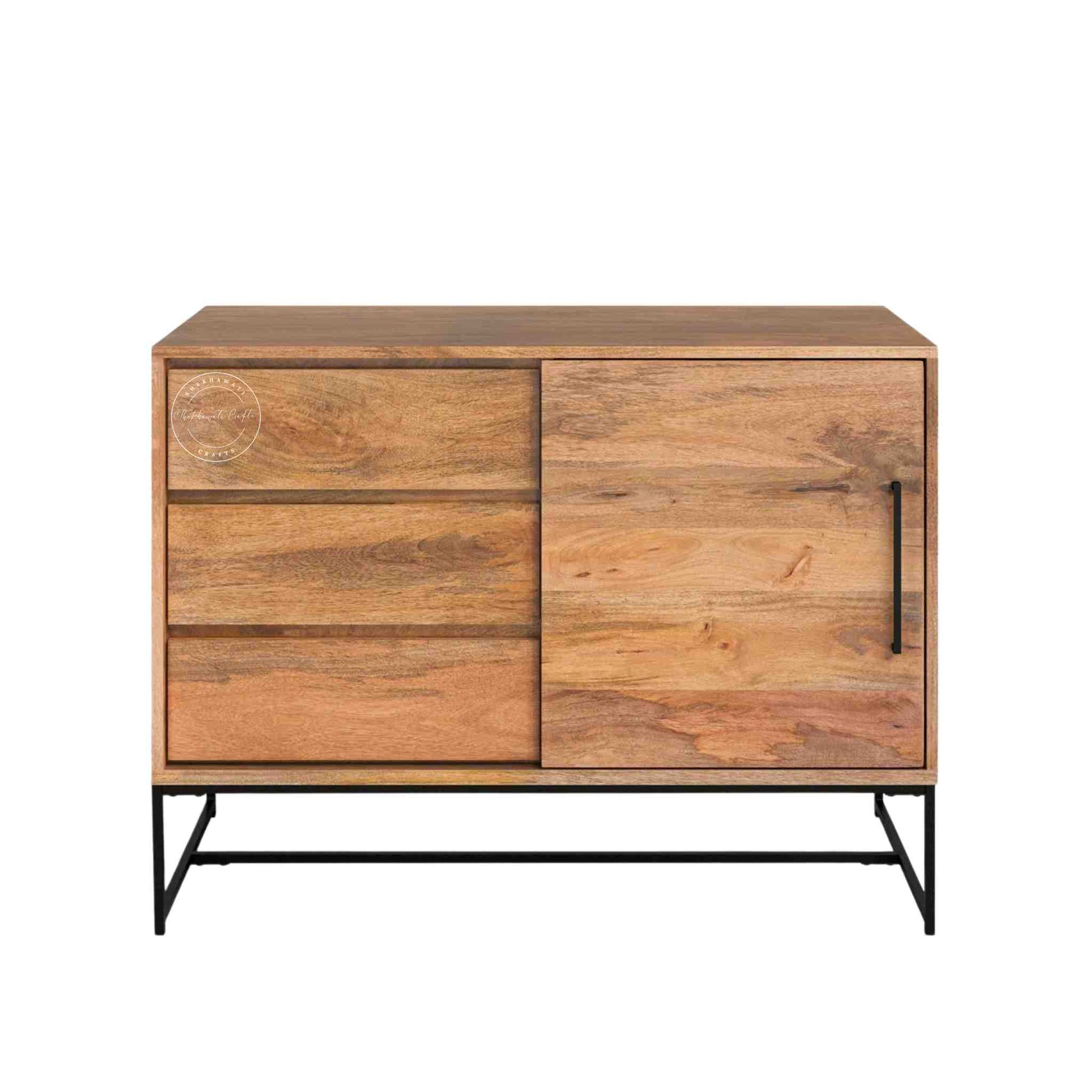 terra wooden sideboard with 3 drawers and one door