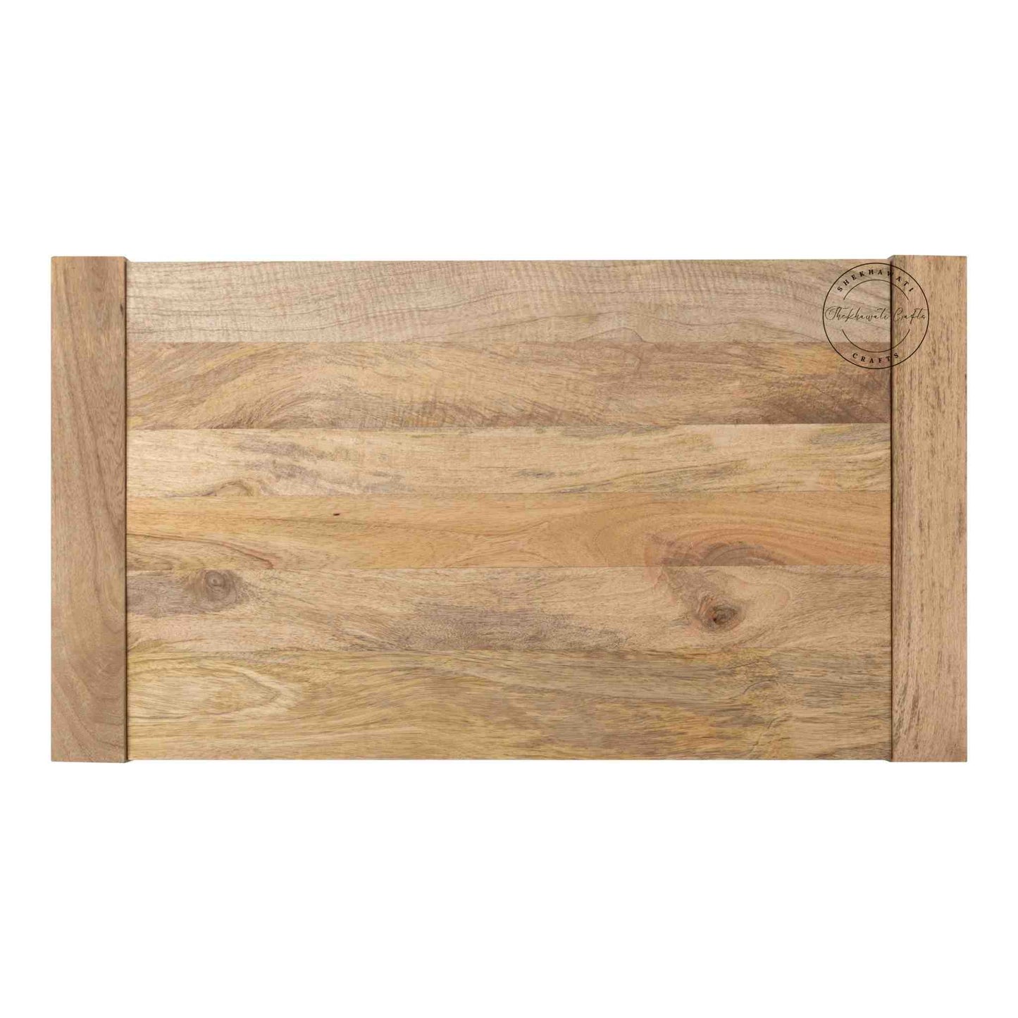 Travis Center Table is handcrafted from mango wood and features a natural finish with foldable legs.