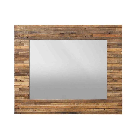 tribal mirror frame is handcrafted from solid mango wood and features a natural finish. It can be hung either vertically or horizontally.