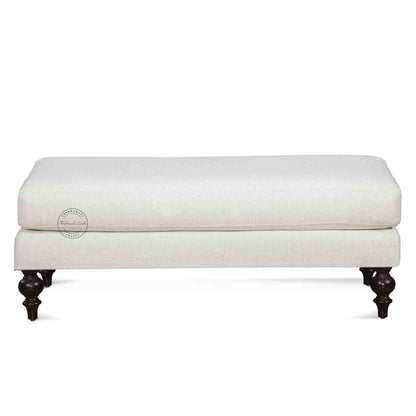 Velora classic ottoman bench is handmade from sheesham wood and jute fabric.