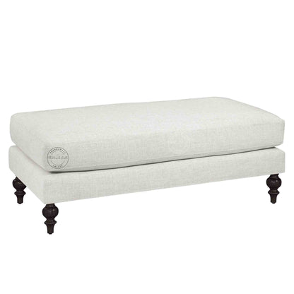 Velora classic ottoman bench is handmade from sheesham wood and jute fabric.