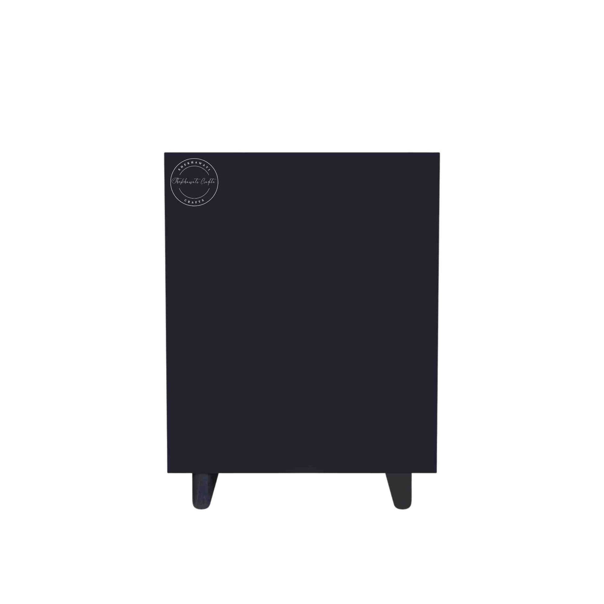 Velvet Ash Wooden Chest of Drawers s handmade from mango wood with a matte black finish and 3 storage drawers.