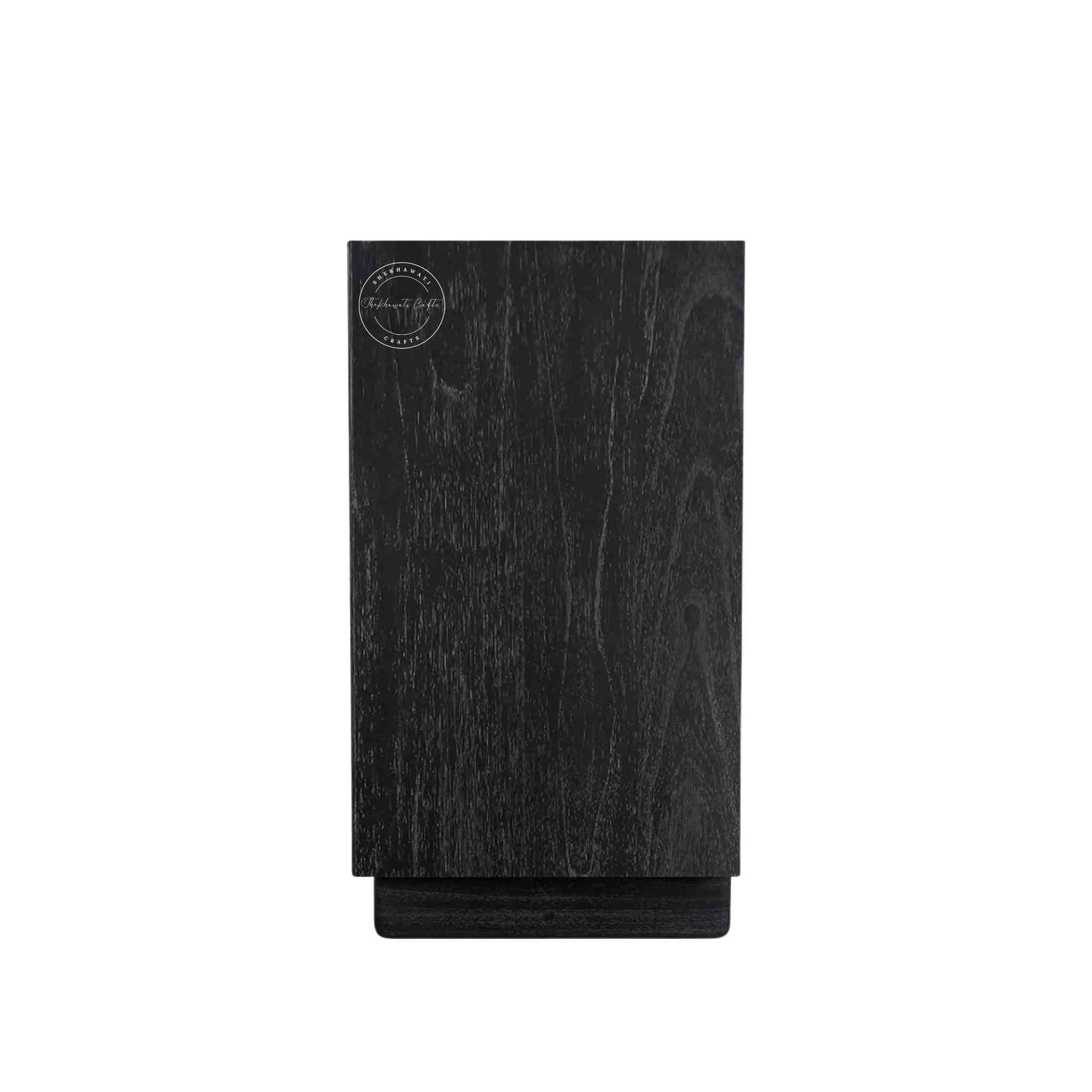 Velvet Ash Wooden Chest of Drawers s handmade from mango wood with a matte black finish and 3 storage drawers.