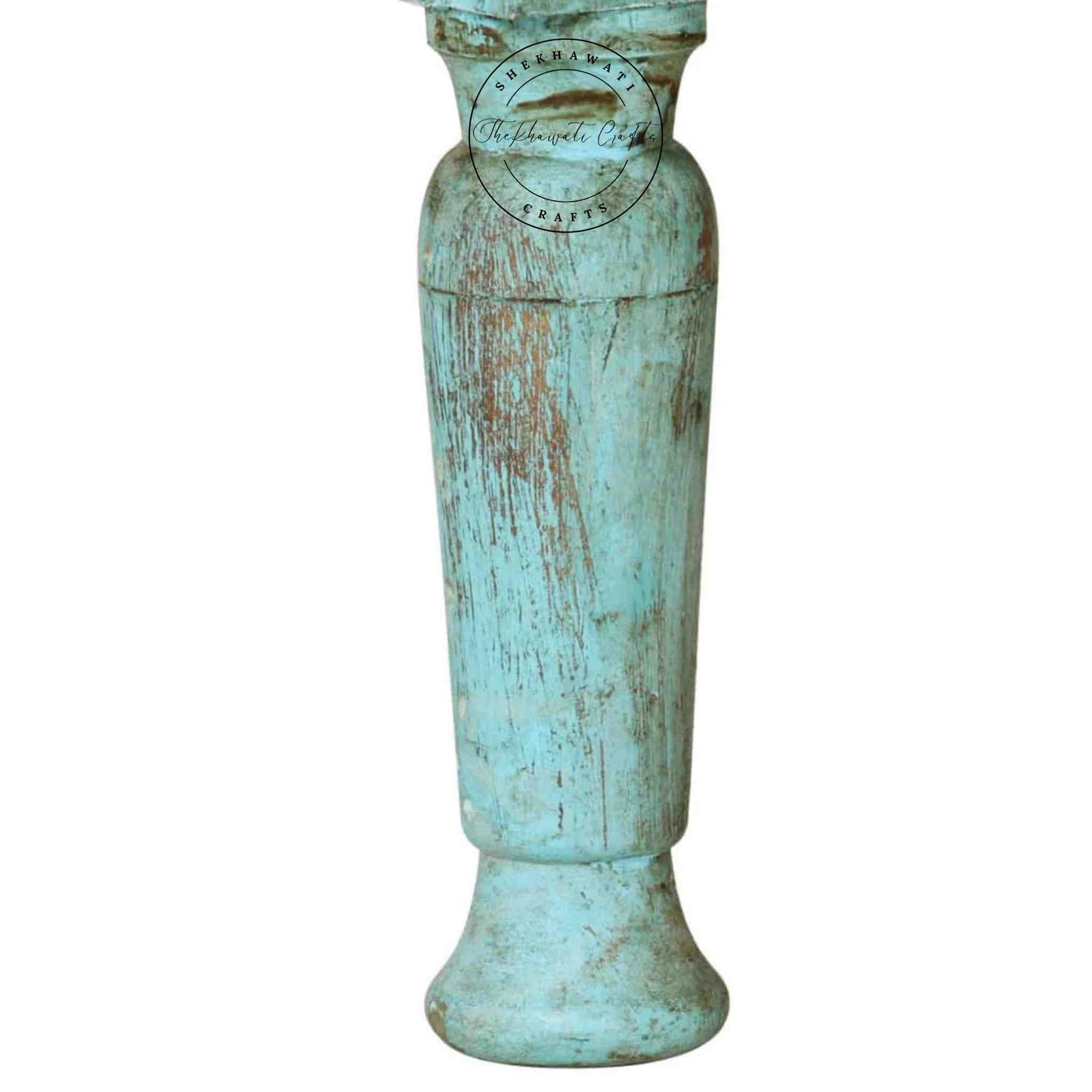 handcrafted Vistaar Center Table crafted with mango wood rustic sky blue finish and detachable legs.