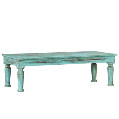 handcrafted Vistaar Center Table crafted with mango wood rustic sky blue finish and detachable legs.