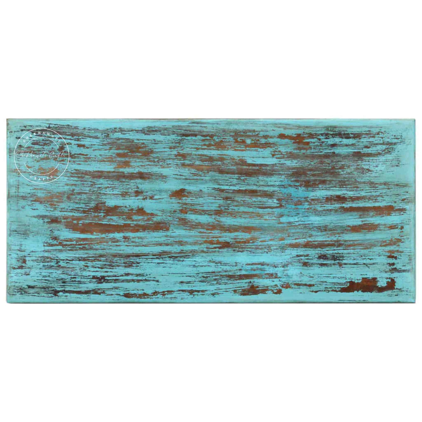 handcrafted Vistaar Center Table crafted with mango wood rustic sky blue finish and detachable legs.