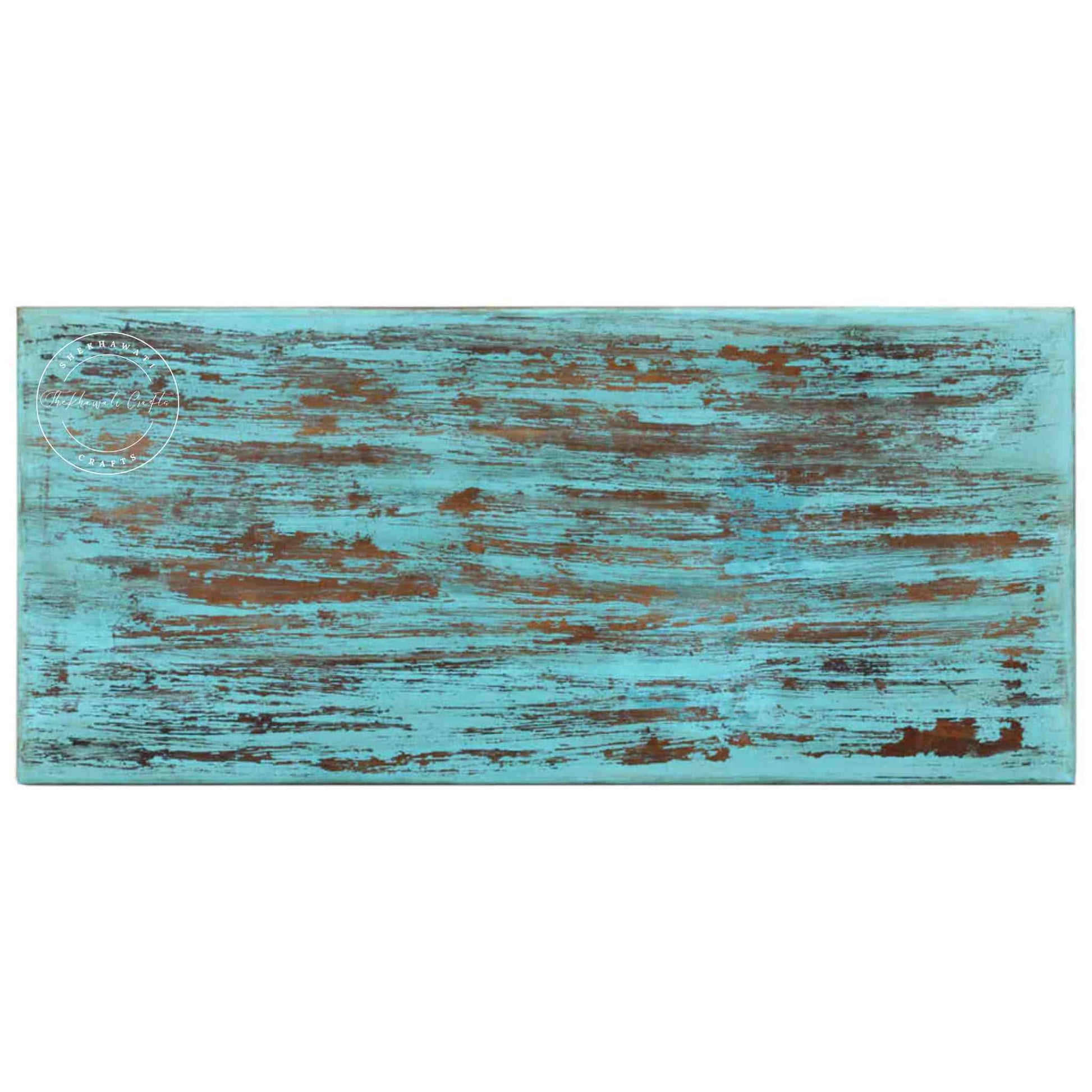 handcrafted Vistaar Center Table crafted with mango wood rustic sky blue finish and detachable legs.