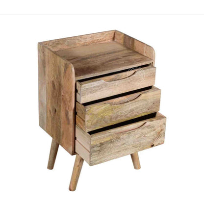 Handcrafted Vitra End table made with mango wood and a natural finish with foldable legs.