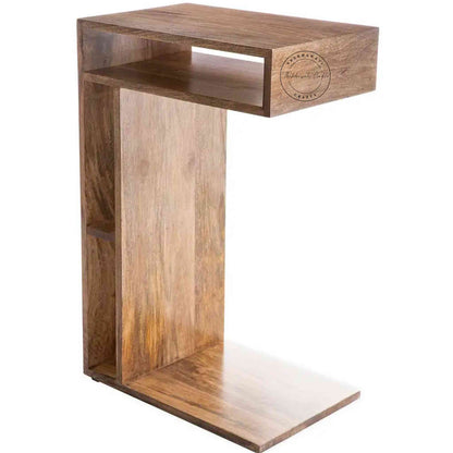 Viva End Table handcrafted with mango wood and natural finish.