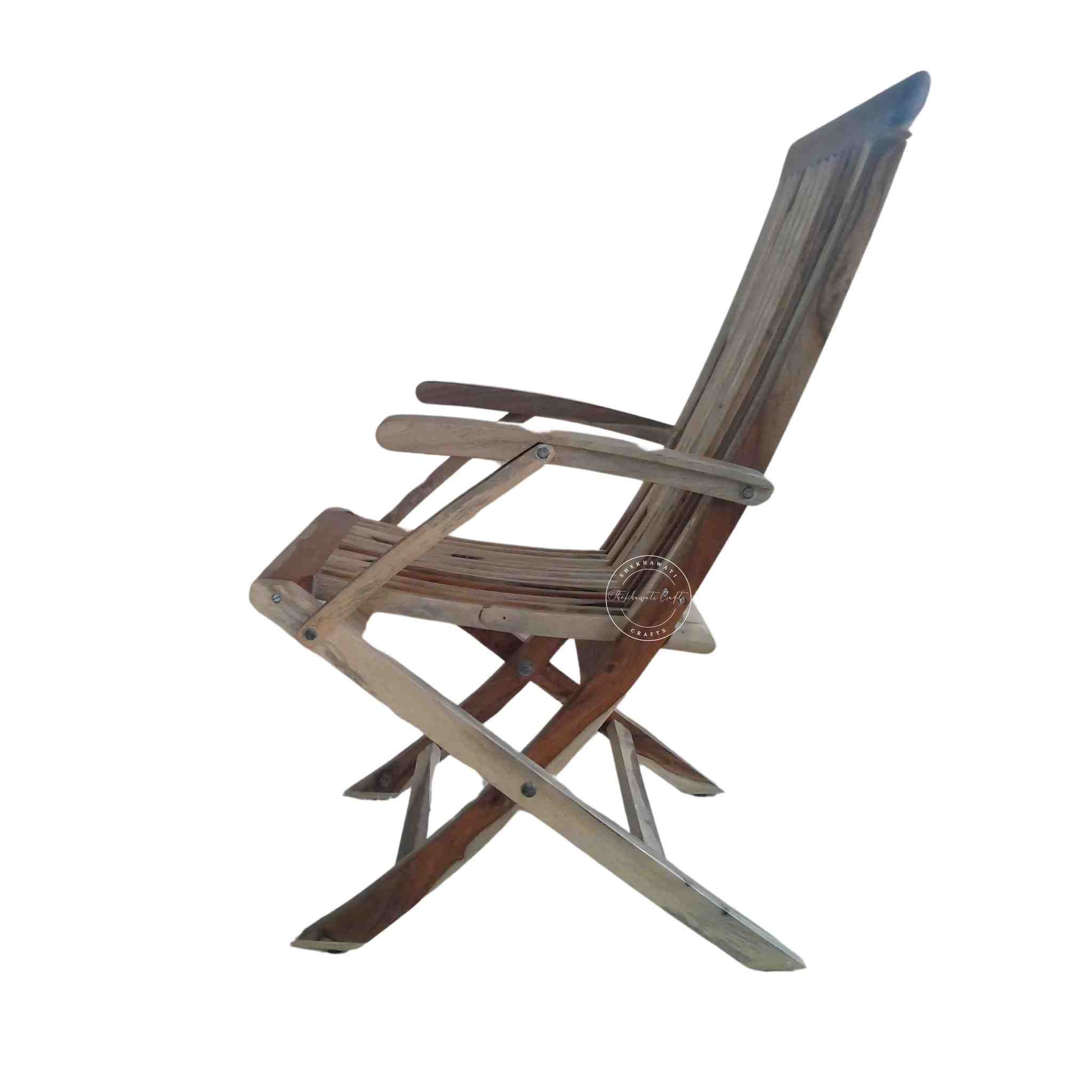 Vyom Foldable Strip Chair is made with solid sheesham wood with the best durability—a wooden chair for home and garden furniture.