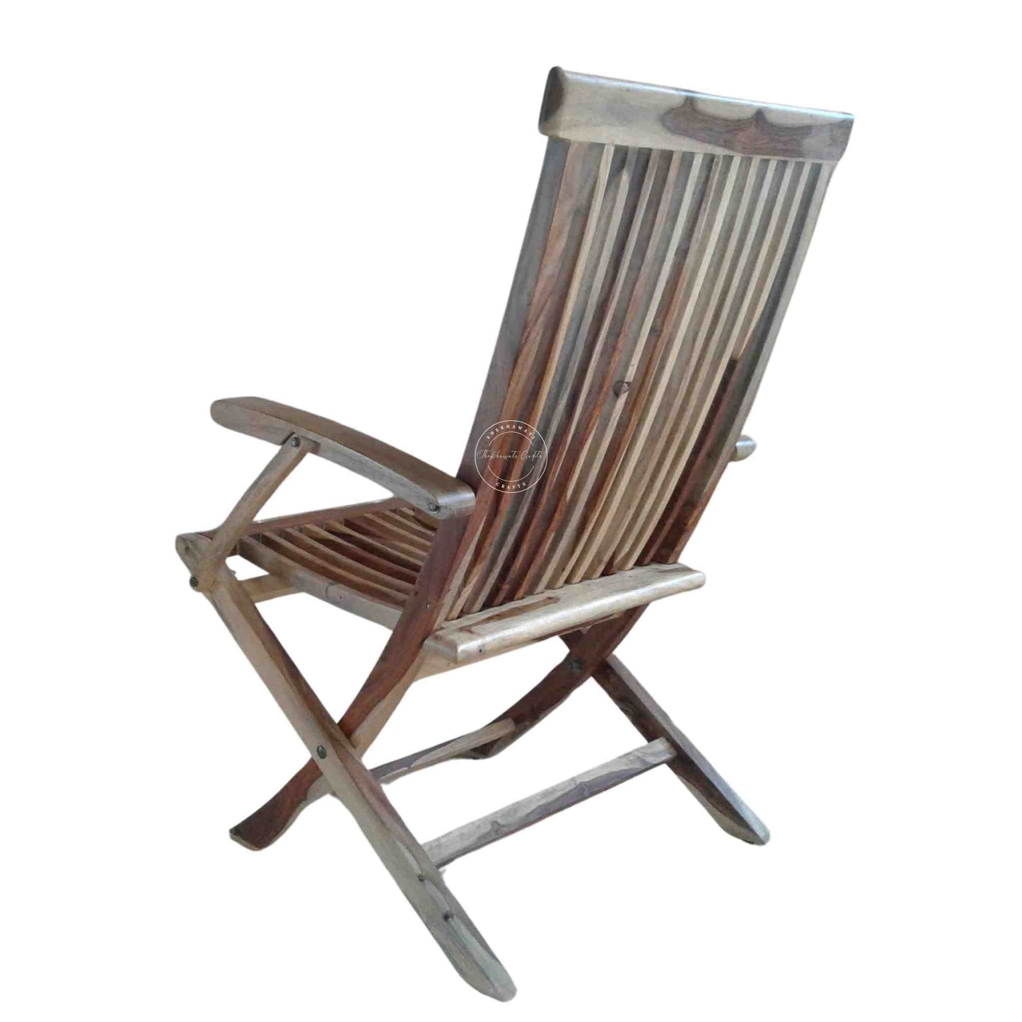 Vyom Foldable Strip Chair is made with solid sheesham wood with the best durability—a wooden chair for home and garden furniture.