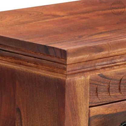 Walker Mini Tower Cabinet is handcrafted with Sheesham wood and a natural finish.