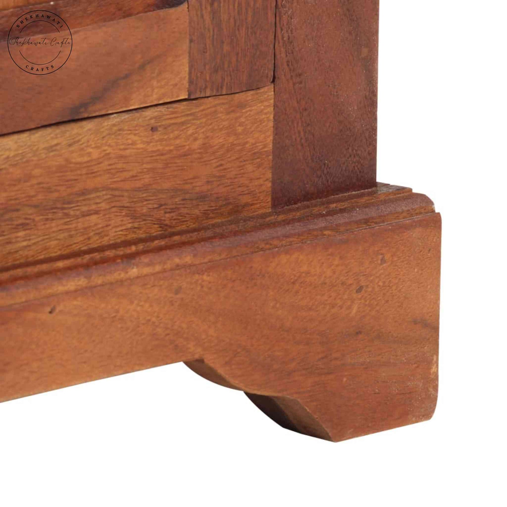 Walker Mini Tower Cabinet is handcrafted with Sheesham wood and a natural finish.