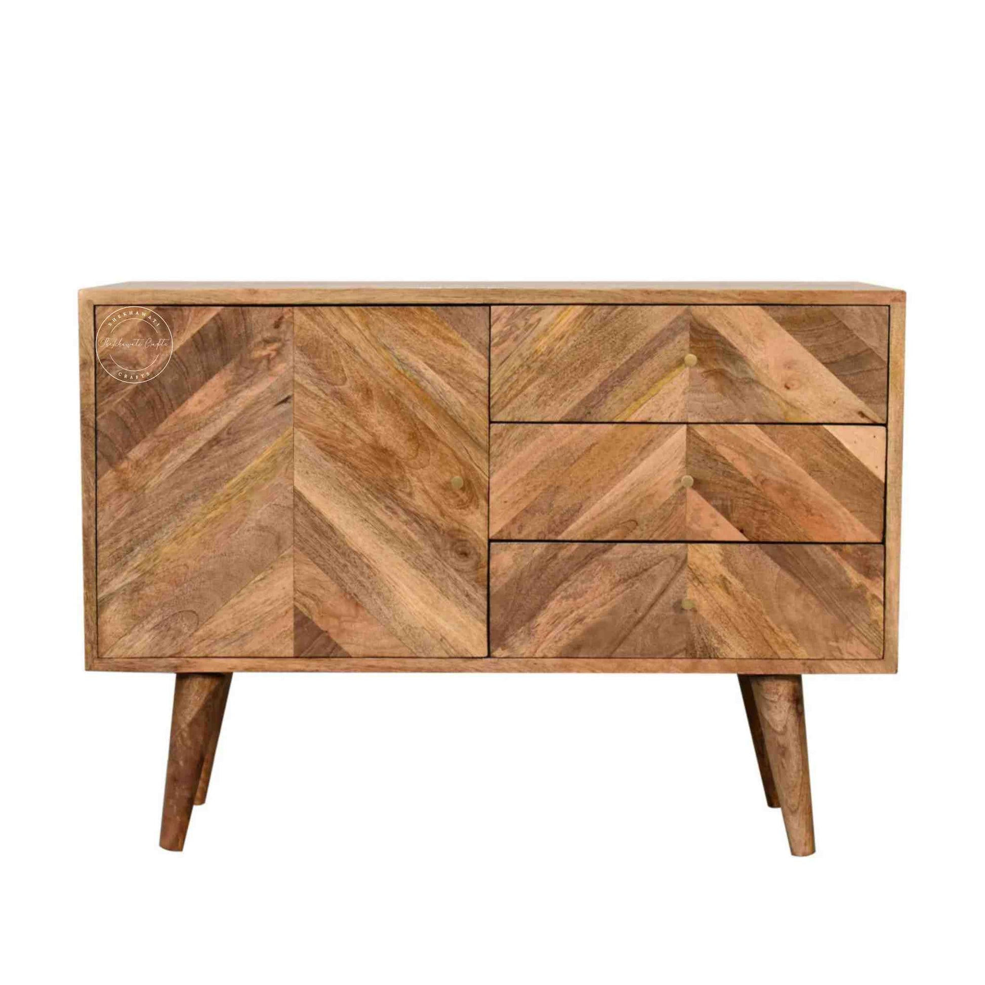Raavi Chest of Drawers is made from solid mango wood with a natural finish, storage with 3 drawers and 2 doors.