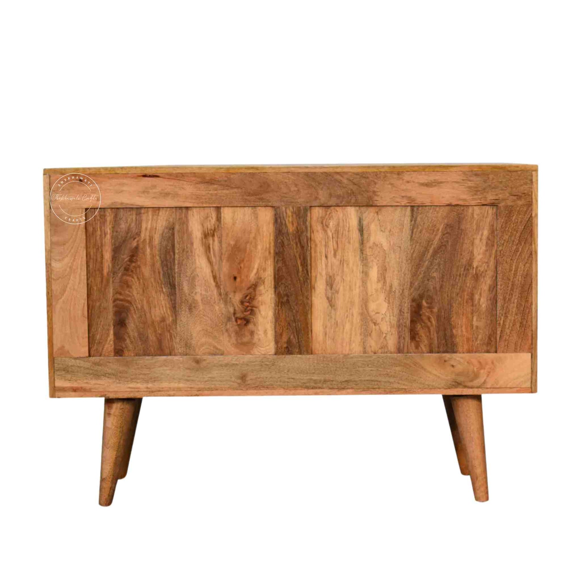 Raavi Chest of Drawers is made from solid mango wood with a natural finish, storage with 3 drawers and 2 doors.