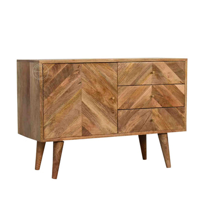 Raavi Chest of Drawers is made from solid mango wood with a natural finish, storage with 3 drawers and 2 doors.