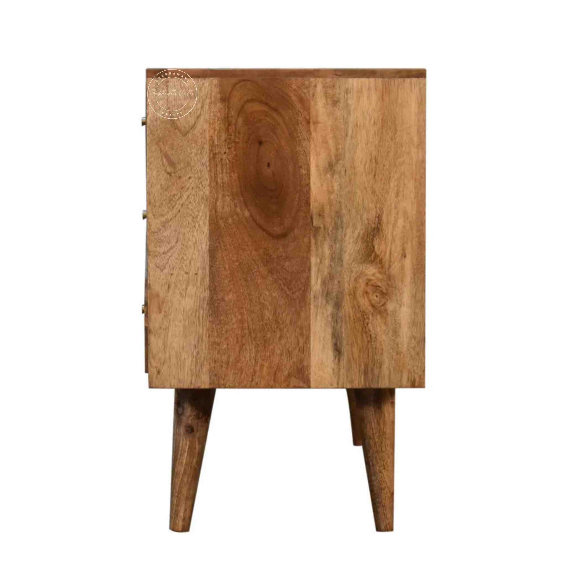 Raavi Chest of Drawers is made from solid mango wood with a natural finish, storage with 3 drawers and 2 doors.