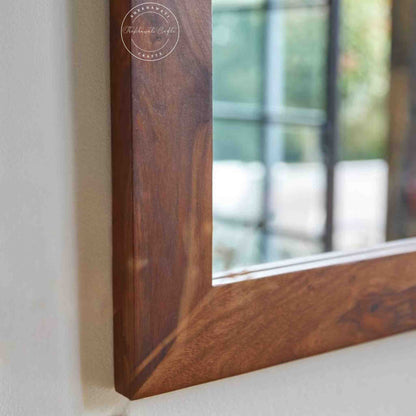 Razi mirror photo frame is handcrafted with sheesham wood and a honey finish, It can be hang vertically or horizontally.
